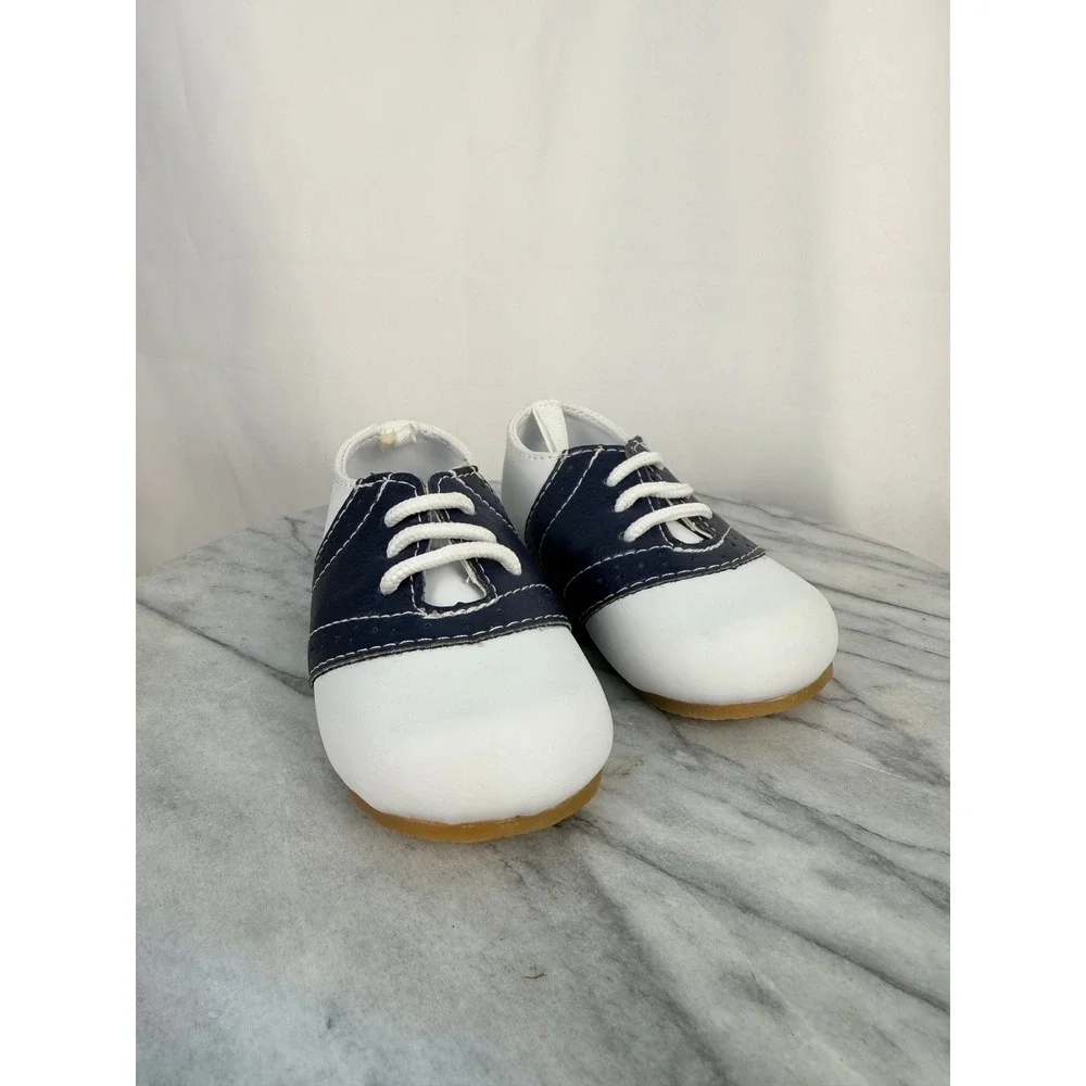 Wendy Bellissimo Baby Navy Blue & White Saddle Oxford Shoes Size 4